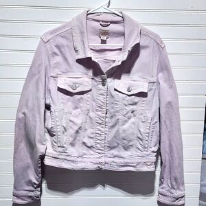 Vintage Lavender Guess Distressed Denim jacket XL